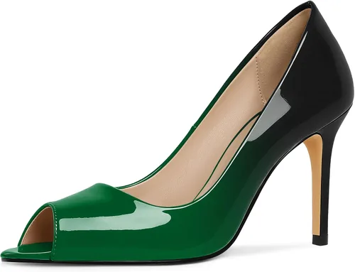 Vista 33 de Eldof Zapatos de tacón alto con punta abierta para mujer, con puntera abierta, para boda, sexy, para novia, clásicos, de 3.5 pulgadas Beige