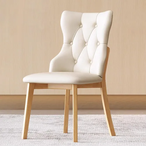 Vista 12 de Juego de sillas de comedor, sillas rústicas de cocina, silla de comedor tapizada con cojín grueso, silla de sala de estar con marco de madera beige