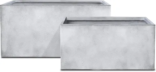 Vista 42 de Kante Macetero rectangular de hormigón de 23.2 pulgadas de largo, macetas grandes para interiores y exteriores con orificio de drenaje y tapón