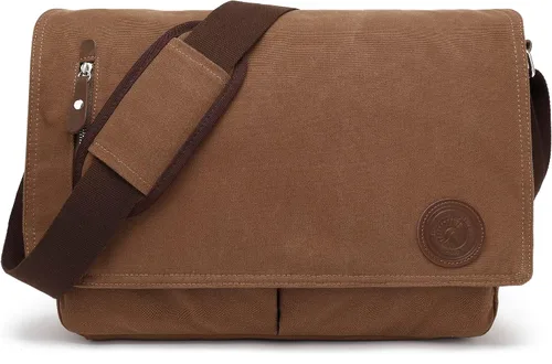 Vista 11 de HuaChen Vintage Canvas Messenger Bag,Travel Shoulder Satchel Unisex Crossbody Purse Bookbag for 14 Inch Laptop