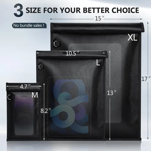 Vista 5 de Bolsas Simket Faraday para teléfonos y llaves de coche, paquete de 2, bolsa de bloqueo de señal, bloqueador de señal de teléfono celular, bloqueador
