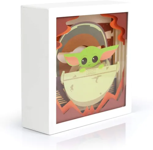 Vista 3 de Star Wars The Mandalorian, The Child - Mini caja de luz de sombra 3D 6 x 6 pulgadas