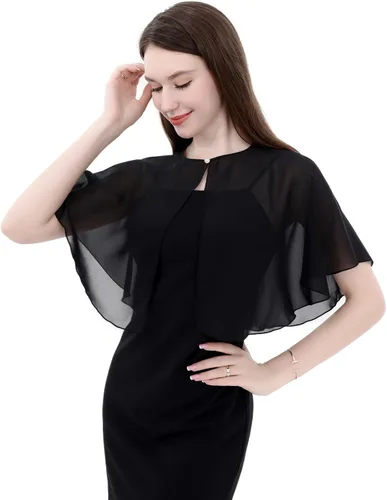 Vista 2 de Capelets de encaje de gasa suave para mujer, chales y envolturas para vestido de noche, boda, capa Bole