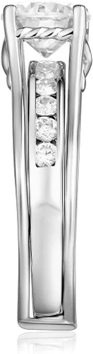 Vista 3 de TWJC 14k Yellow OR White Gold Solid Engagement Ring & Wedding Band Set
