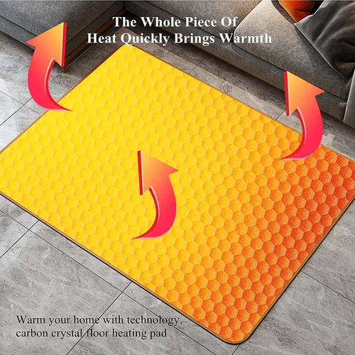 Vista 2 de Electric Heated Floor Mat Electric Heating Carpet Heated Blanket Area Rug, Floor Warming Heater Foot Warmer with Adjustable Temperature &
