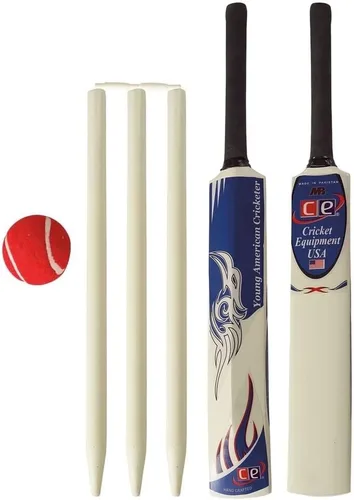 Vista 4 de Junior Cricket Bat Set Wooden Gift Size 4, 6 Includes Stumps Ball Bat Carrying Bag