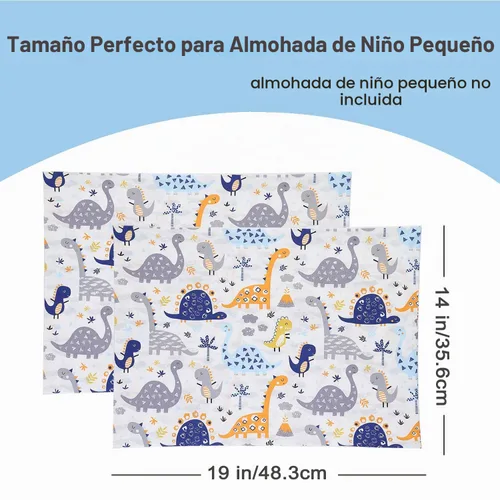 Vista 2 de Paquete de 2 fundas de almohada para niños pequeños, 100% algodón de 14 x 19 pulgadas, se adapta a almohadas de ropa de cama de niños pequeños de 14