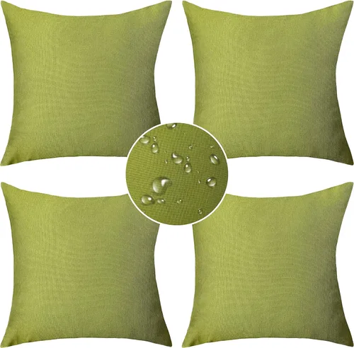 Vista 16 de Demetex Fundas de almohada de exterior impermeables de 16 x 16 pulgadas, fundas de almohada decorativas de lino para sala de estar, balcón y jardín