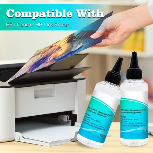 Vista 3 de Kit de limpieza de cabezal de impresión (2 x 3.4 fl oz), kit de limpieza de cabezal de impresora de inyección de tinta para todas las impresoras