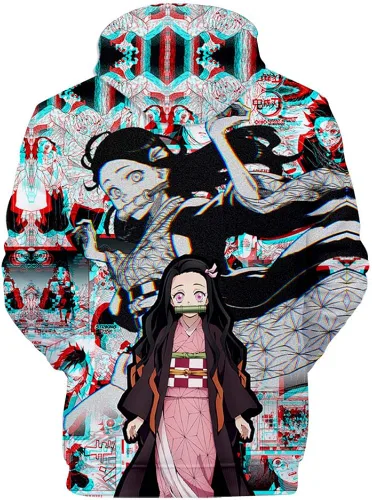 Vista 2 de Hoodies Kimets-no-Yaiba Cosplay Costume Hoodies, 3D Printed Pullover Sweatshirt Jacket