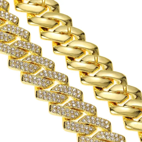 Vista 9 de Saintda Pulsera de eslabones cubanos para hombres y mujeres, pulseras de plataorooro rosa, pulsera cubana de Miami, joyería de hip hop, regalo