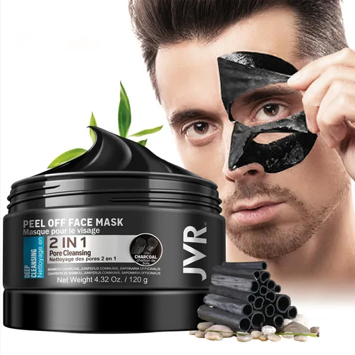 Vista 2 de JVR Máscara removedor de puntos negros y crema hidratante facial para hombres, crema antienvejecimiento para hombres, máscara negra de carbón