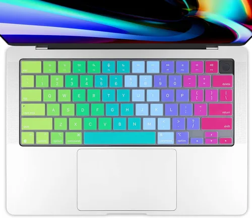 Vista 14 de Batianda Funda de teclado de color degradado prémium para MacBook Pro de 14 pulgadas Pro de 16 pulgadas 2024 2023 M4 M3 M2 M1 Pro/Max Chip y MacBook