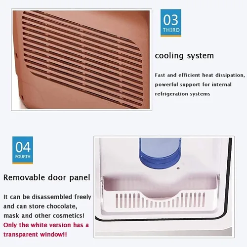 Vista 5 de Refrigerador portátil pequeño de 15 L/16 cuartos para auto de 12 V/24 V/110 V, refrigerador y caja calentadora, congelador de alimentos de viaje
