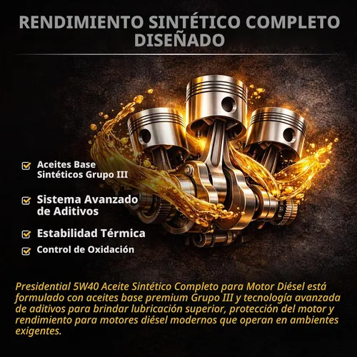 Vista 3 de Presidential Aceite sintético completo 5W40 (5 galones)