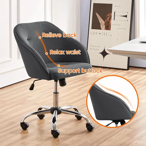 Vista 4 de Yaheetech Silla de oficina de altura ajustable con respaldo medio, giratoria, grande, silla de escritorio, silla de computadora con ruedas