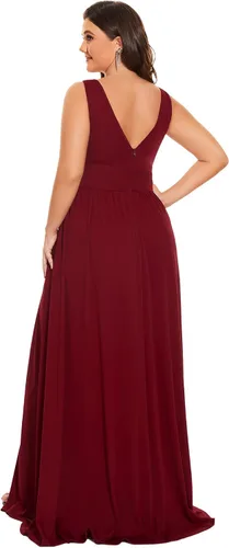 Vista 2 de Ever-Pretty Vestido formal sin mangas plisado con abertura alta para mujer, talla grande, 0168B-DA1