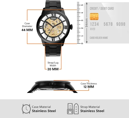 Vista 8 de Fossil - Reloj de pulsera automático y mecánico de estilo Townsman en acero inoxidable para hombre