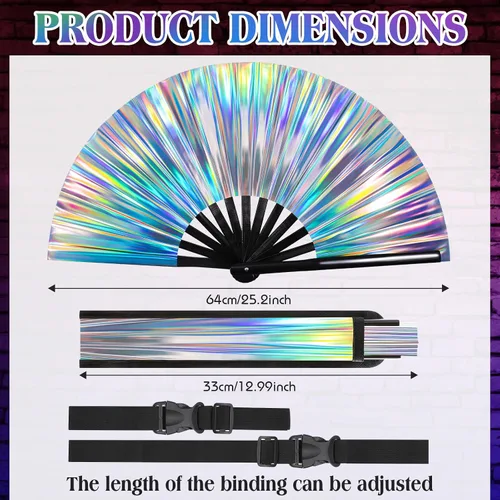 Vista 3 de FairySandy Ventilador grande para rave, ventilador de mano para hombres y mujeres, ventilador de mano para EDM, festival de música, club, decoración
