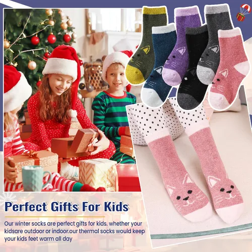 Vista 23 de Eocom 6 pares de calcetines de invierno cálidos de lana para niños y niñas