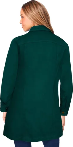 Vista 2 de Jessica London Chaqueta de mezclilla larga para mujer, talla grande, estilo túnica, Amarillo Sunset