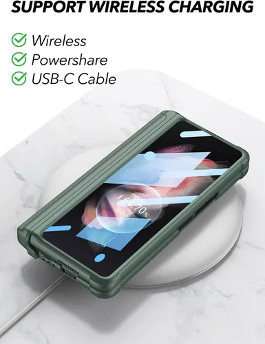 Vista 7 de ELEPIK Armor PRO Series - Funda para Galaxy Z Fold 4 con protector de pantalla de vidrio templado integrado, soporte cerrado para S Pen