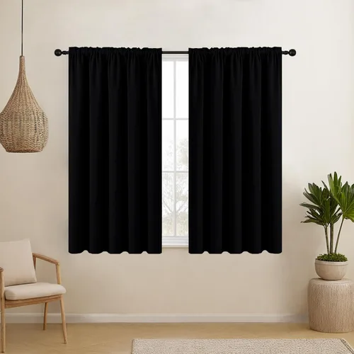 Vista 12 de CUCRAF Cortinas opacas cortas para oscurecer la habitación, paneles de cortina para ventana, bolsillo para cortinero, cortinas sólidas