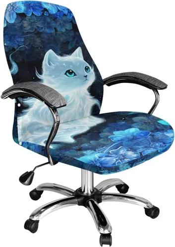 Vista 42 de Funda para silla de oficina de mármol morado, lavable, funda para silla de escritorio, fundas para silla de computadora para silla giratoria, silla