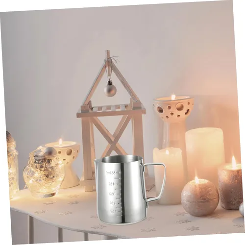 Vista 5 de Healifty Jarra de acero inoxidable de 21 onzas para hacer velas y derretir cera con diseño resistente al calor