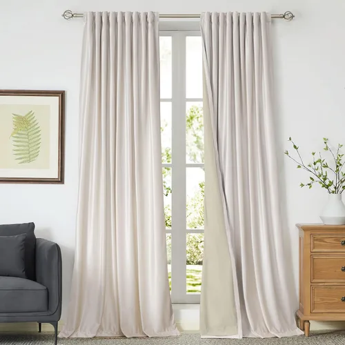 Vista 10 de Cortinas opacas de terciopelo de felpa negras de 63 pulgadas de largo para dormitorio, juego de 2 paneles de forro con bolsillo para barra, pestaña