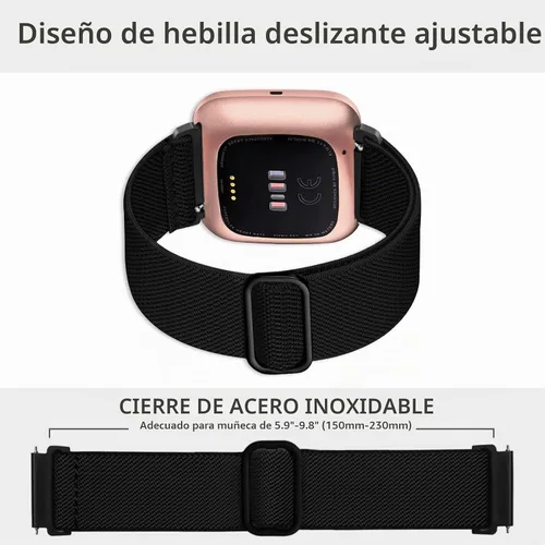 Vista 4 de Paquete de 8 bandas elásticas compatibles con Fitbit Versa 2/Lite/SE para mujeres y hombres, correa trenzada de nailon elástico ajustable Solo Loop