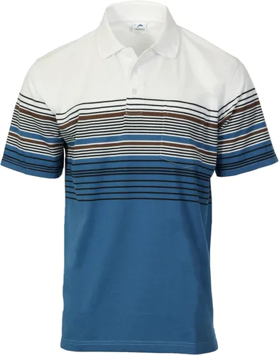 Vista 10 de Gioberti Polo de contraste de rayas dobles para hombre con bolsillo - tinte de hilo 9328b - Gris Con Logo Delfín