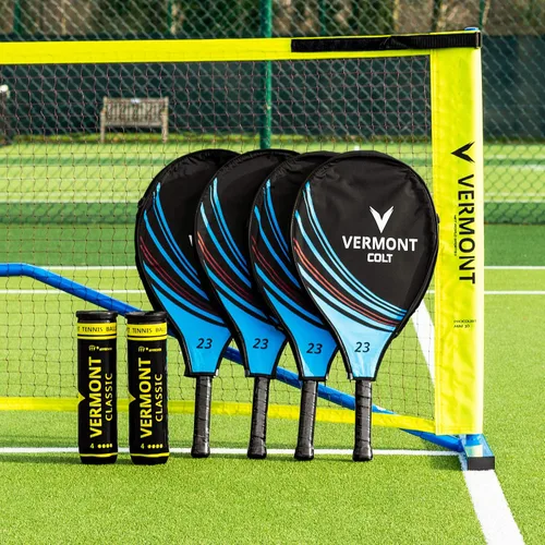 Vista 12 de Vermont ProCourt - Juego de mini red de tenis y raqueta Juego de tenis portátil Pelotas de tenis incluidas