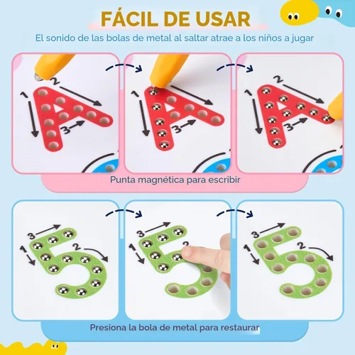 Vista 3 de JoyCat Juego de tableros magnéticos de letras y números para trazar, tablero doble cara de alfabeto y números para niños pequeños, práctica de ABC