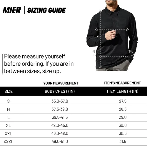 Vista 7 de MIER Men's Quick Dry Polo Shirts Long Sleeve Polyester Casual Golf Shirts Soft Collared Shirts
