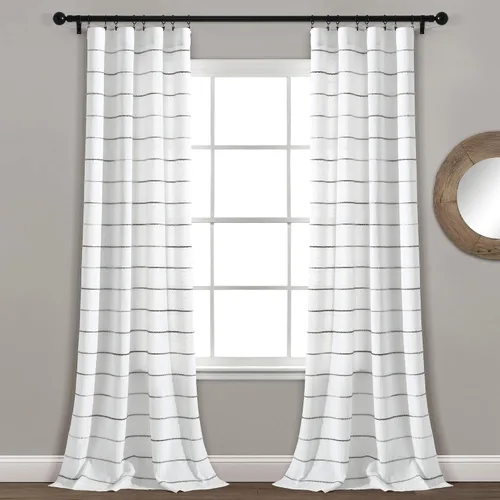 Vista 12 de Lush Decor Paneles de cortina de ventana de algodón teñido con hilo de rayas degradadas, par de cortinas de 40 pulgadas de ancho x 63 pulgadas