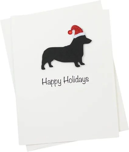 Vista 41 de Black Doodle Bernedoodle - Tarjetas de Navidad (10 unidades), hechas a mano, base blanca, perro con sombrero de Papá Noel Negro