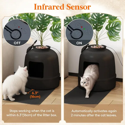 Vista 5 de Lifewit Caja de arena para gatos con sistema eléctrico de control de olores Negro