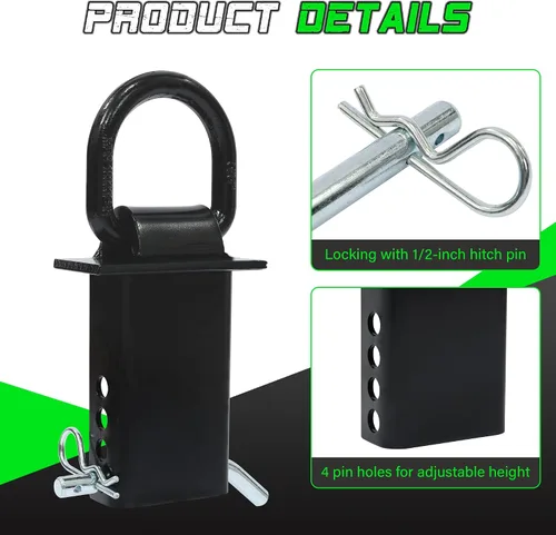 Vista 5 de Anillo en D para estaca de bolsa - 4 piezas de anillo en D para estaca de remolque, 7348 kg de alta resistencia para camiones de plataforma