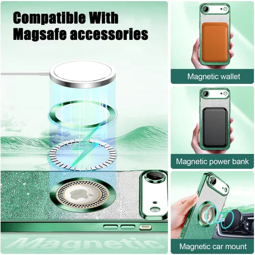 Vista 328 de Misscase Funda magnética con purpurina para iPhone 11 compatible con MagSafe, protección completa, delgada, a prueba de golpes, antiarañazos