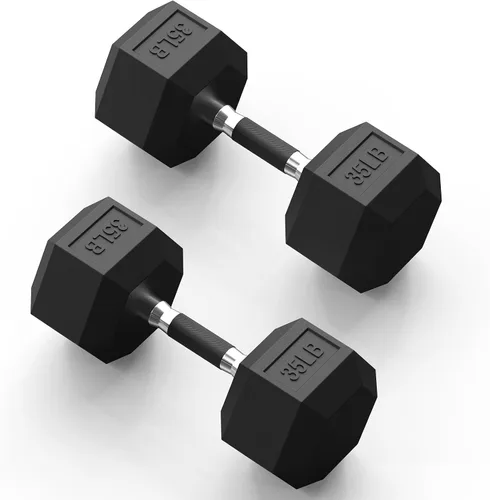 Vista 11 de Hex Dumbbell Set 2.5-100lb, Rubber Grip Dumbbells, Home Gym Complete & Durable Cast Iron Core Odorless Antiroll Hex Shape Ergonomic Versatile Home
