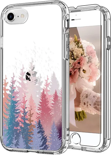 Vista 11 de ICEDIO Funda para iPhone SE 2022/2020, 8, 7 - TPU Transparente, Diseño de Flores Florecientes Coloridas, con Protector de Pantalla para Niñas