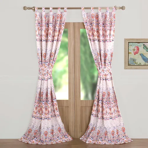 Vista 2 de Greenland Home Fashions Colección de Tratamiento de Ventanas, Cortinas, Volantes, Cortinajes, Paneles, Forradas con Alzapaños, 42" An x 84" L, Juego