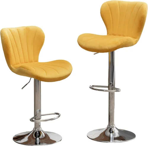 Vista 17 de Roundhill Furniture Ellston - Taburetes de bar giratorios ajustables de terciopelo, color azul, juego de 2