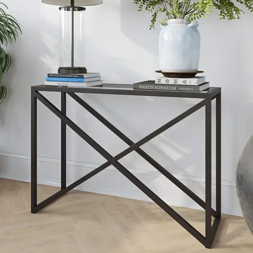Vista 3 de Calix - Mesa consola rectangular de 42 pulgadas de ancho en bronce ennegrecido