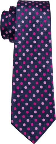 Vista 6 de Barry.Wang Corbatas de seda para hombre, diseño de lunares, gemelos cuadrados de bolsillo, gemelos para negocios, boda