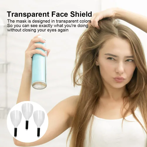 Vista 5 de 3 protectores faciales para laca para el cabello, protector facial de mano con mango de esponja, cubierta protectora de maquillaje reutilizable