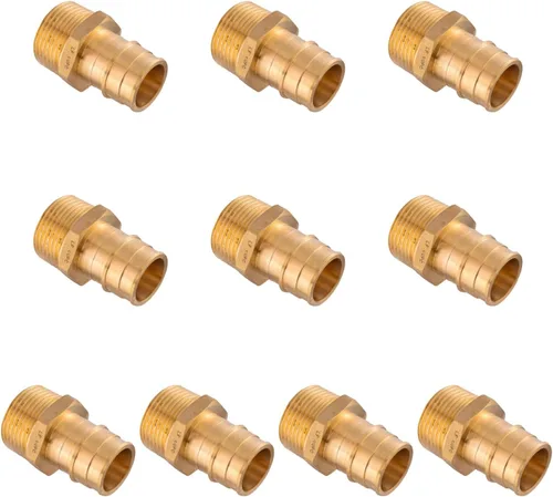 Vista 12 de Paquete de 2 accesorios de latón EFIELD Pex A de expansión de flujo completo, adaptador NPT macho de 1 x 1 pulgada, ASTM F1960 (PEX1960019)