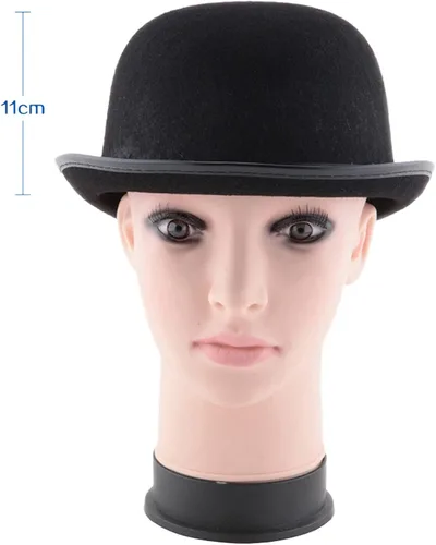 Vista 5 de Sombrero de bolichero de Halloween, sombrero de fieltro negro, sombrero de disfraz, sombrero de bombero alto, sombrero de fieltro negro, sombreros
