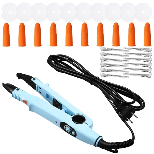 Vista 10 de Extensiones de Cabello Plancha de Fusión Extensiones de Cabello de Queratina Herramienta de Calor Varita Conectora de Calor con Protector